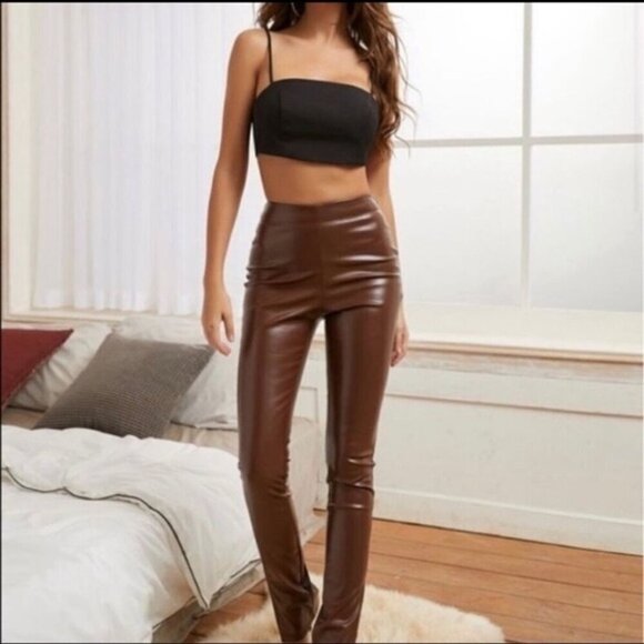 Suzanne Betro Faux Leather Vegan Pants L NWOT - Picture 2 of 11